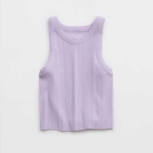 Aerie Textured Super Soft Stretchy Free Spirit Ribbed Tank in Lilac, Large